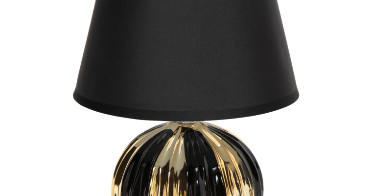 Lampka nocna glamour czarna, złote pasy w promocji!