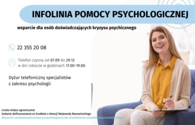 Mazowsze: Bezpłatna pomoc psychologiczna i psychiatryczna 