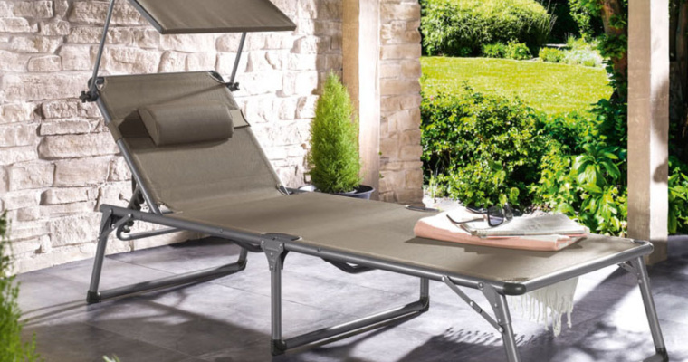 Aluminiowy leżak ogrodowy Houston z daszkiem LIVARNO home w promocji!