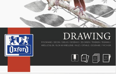 Blok rysunkowy Oxford A4 - klejony, gładka biała, 40 kartek w promocji!