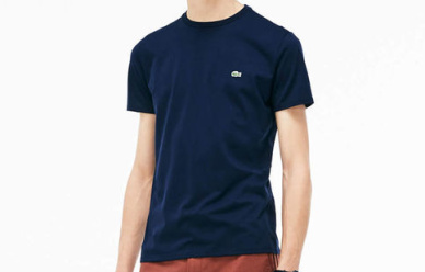Męski granatowy t-shirt Lacoste z logo Regular Fit w promocji!