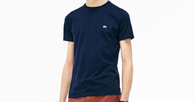 Męski granatowy t-shirt Lacoste z logo Regular Fit w promocji!