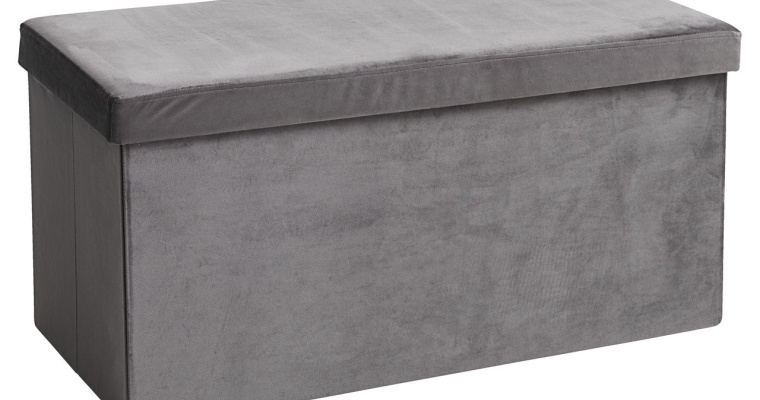 Pufa AUNING 76x38 ze schowkiem aksamit szary w promocji!