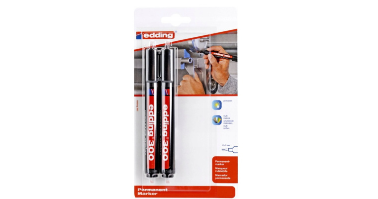 Marker Edding czarny – 2 szt. niezmywalny w atrakcyjnej ofercie!