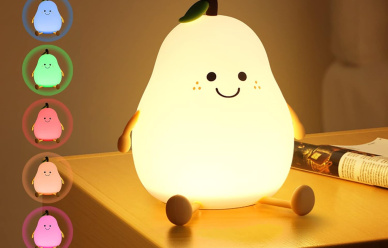 URAQT LED lampka nocna w kształcie gruszki, 7 kolorów w promocji!