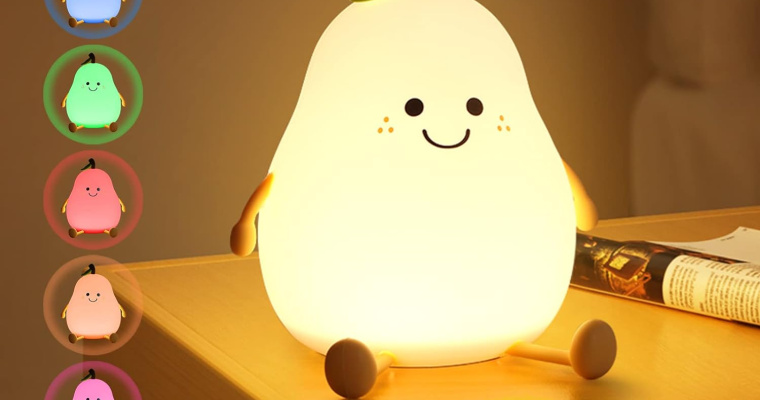 URAQT LED lampka nocna w kształcie gruszki, 7 kolorów w promocji!
