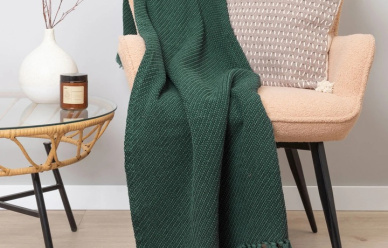 Koc Homla bawełna 130cm x 170 odcienie zieleni w promocji!