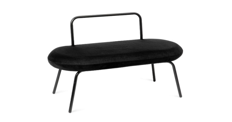 Welurowa ławka INA czarna 95x45x61cm - Super cena!