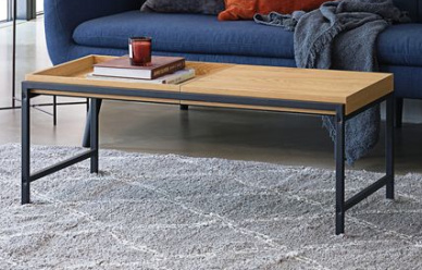 Stolik kawowy TRAPPEDAL 50x100 dąb/czarny w promocji!