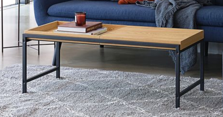 Stolik kawowy TRAPPEDAL 50x100 dąb/czarny w promocji!