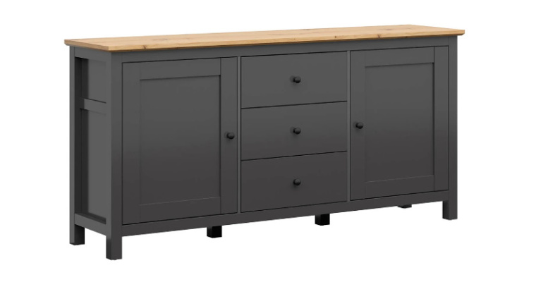 Hesen 186 cm – elegancka komoda grafit/dąb artisan z 2 drzwiami w promocji!