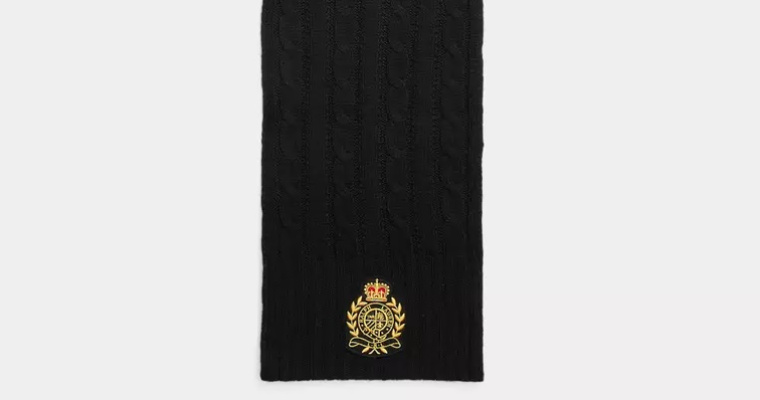 Czarny szalik z ozdobnym splotem Lauren By Ralph Lauren w promocyjnej cenie! 