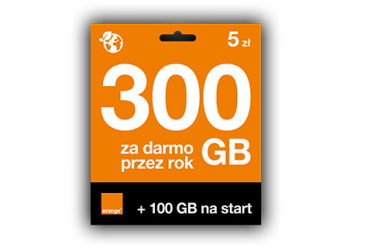 Orange na Kartę - 300GB na rok (co miesiąc w paczkach 25GB)